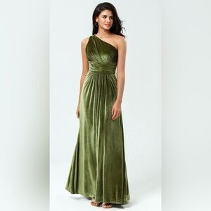 A Line One Shoulder Ruched Dress